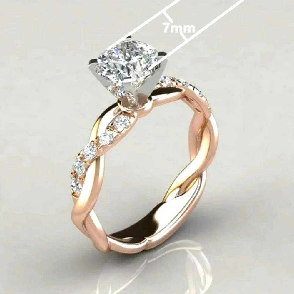 Beautiful 14k Rose Gold 925 Silver 1+ct Diamond Solitaire